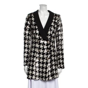 ALBERTO MAKALI Sequin houndstooth doublebreast Dress Coat
